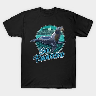 California Sea Lion on Pier Dock San Francisco by Alcatraz T-Shirt